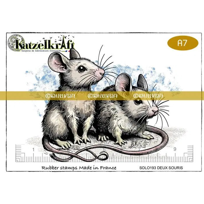 Katzelkraft - SOLO193 - Unmounted Red Rubber Stamp - The Mouse Sisters - PREORDER