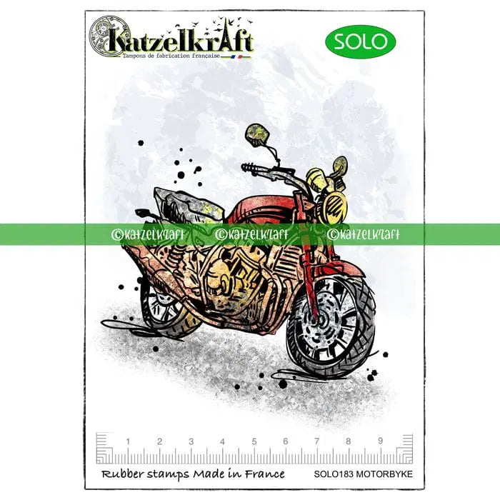 Katzelkraft - SOLO183 - Unmounted Red Rubber Stamp - Motorcycle - PREORDER