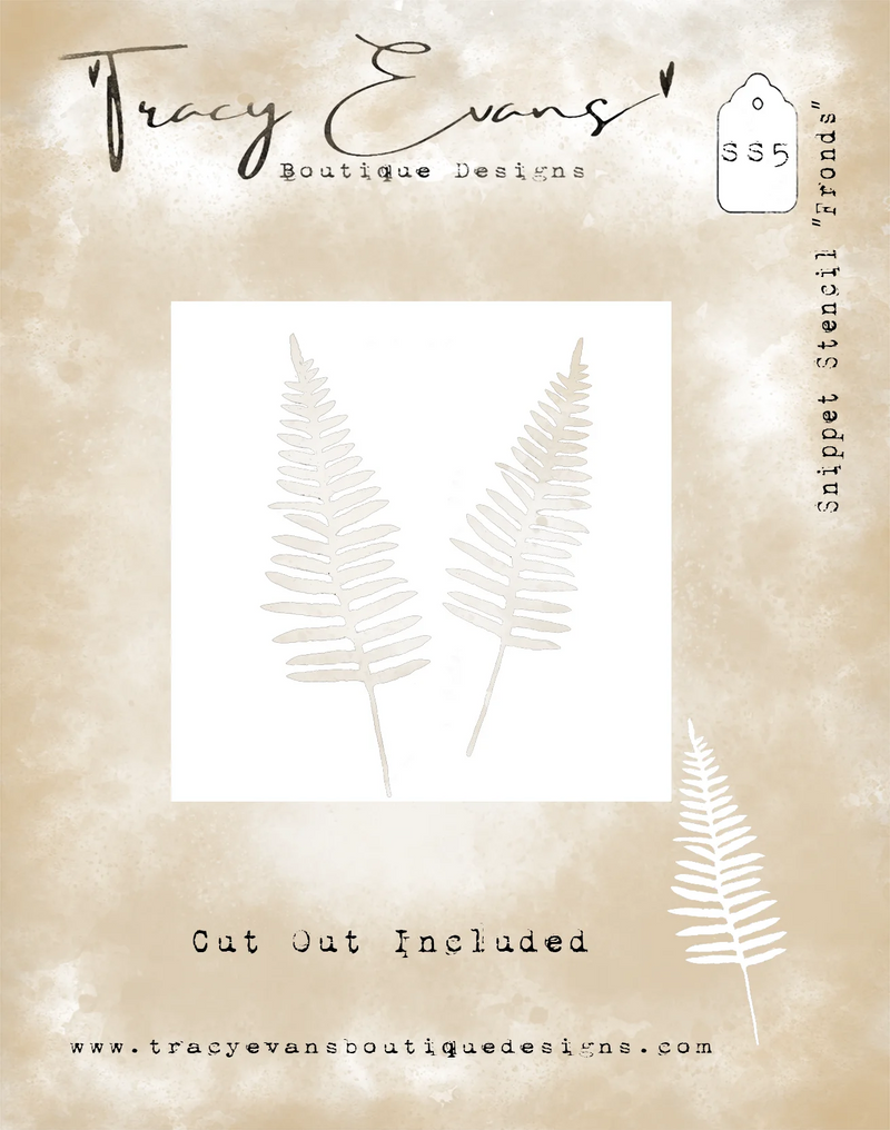 Tracy Evans Boutique Designs - Snippet Stencil - 4 x 4 - Fronds (cut out included)