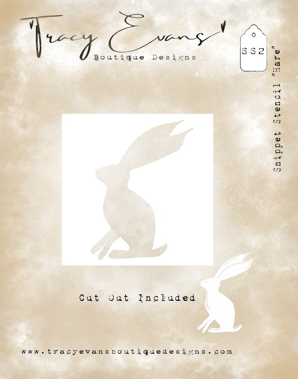 Tracy Evans Boutique Designs - Snippet Stencil - 4 x 4 - Hare