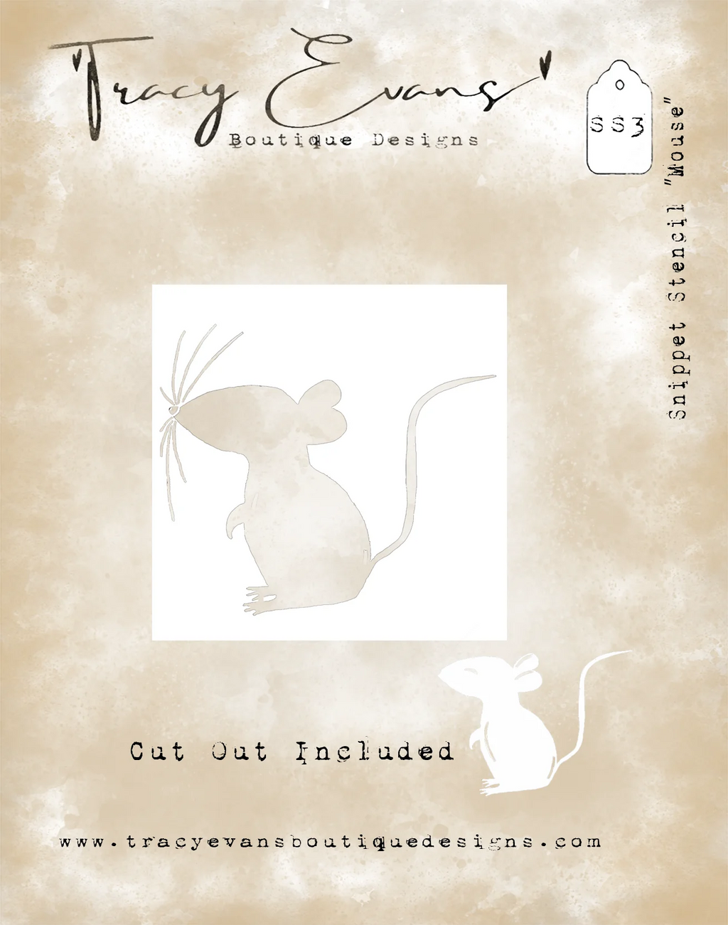 Tracy Evans Boutique Designs - Snippet Stencil - 4 x 4 - Mouse