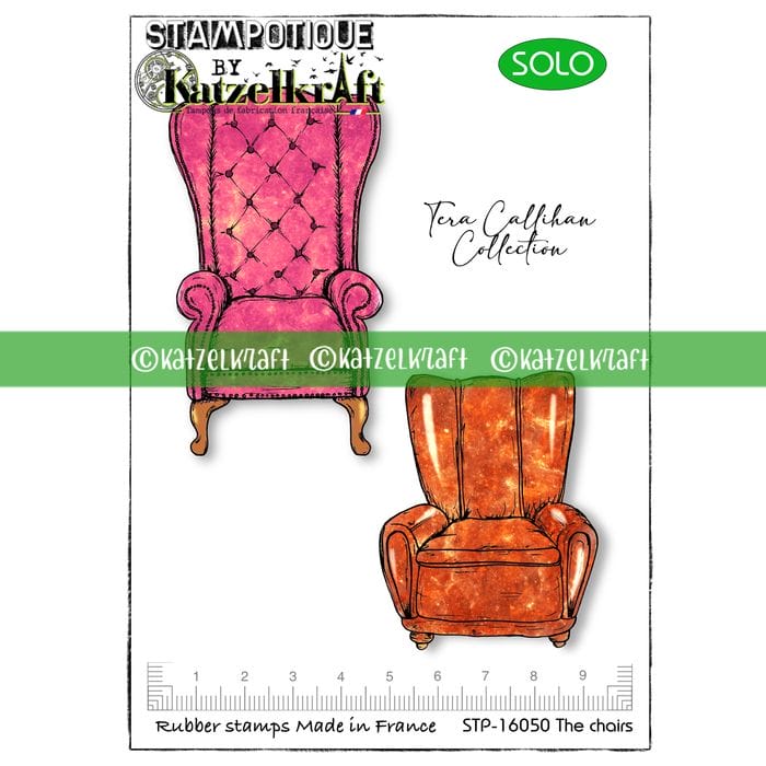 Stampotique by Katzelkraft - STP16050 - Unmounted Red Rubber Stamp - The Chairs