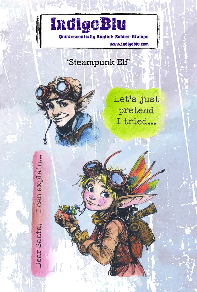 IndigoBlu - A6 - Cling Mounted Stamp - Steampunk Elf