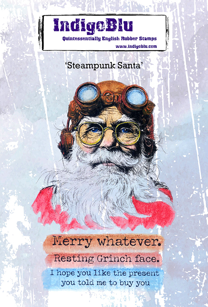 IndigoBlu - A6 - Cling Mounted Stamp - Steampunk Santa