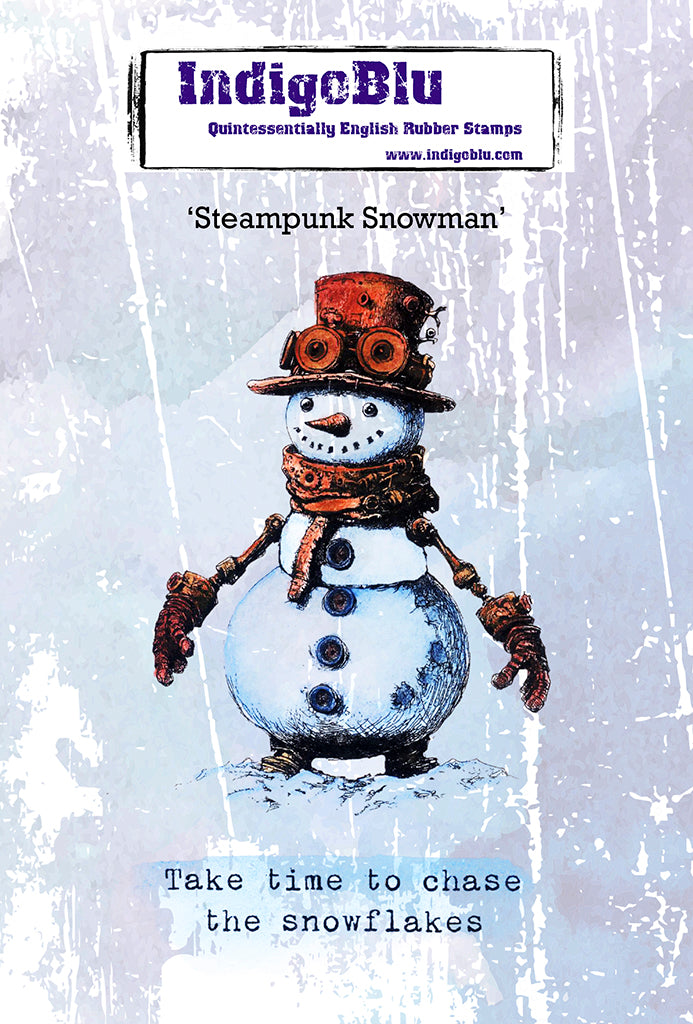 IndigoBlu - A6 - Cling Mounted Stamp - Steampunk Snowman