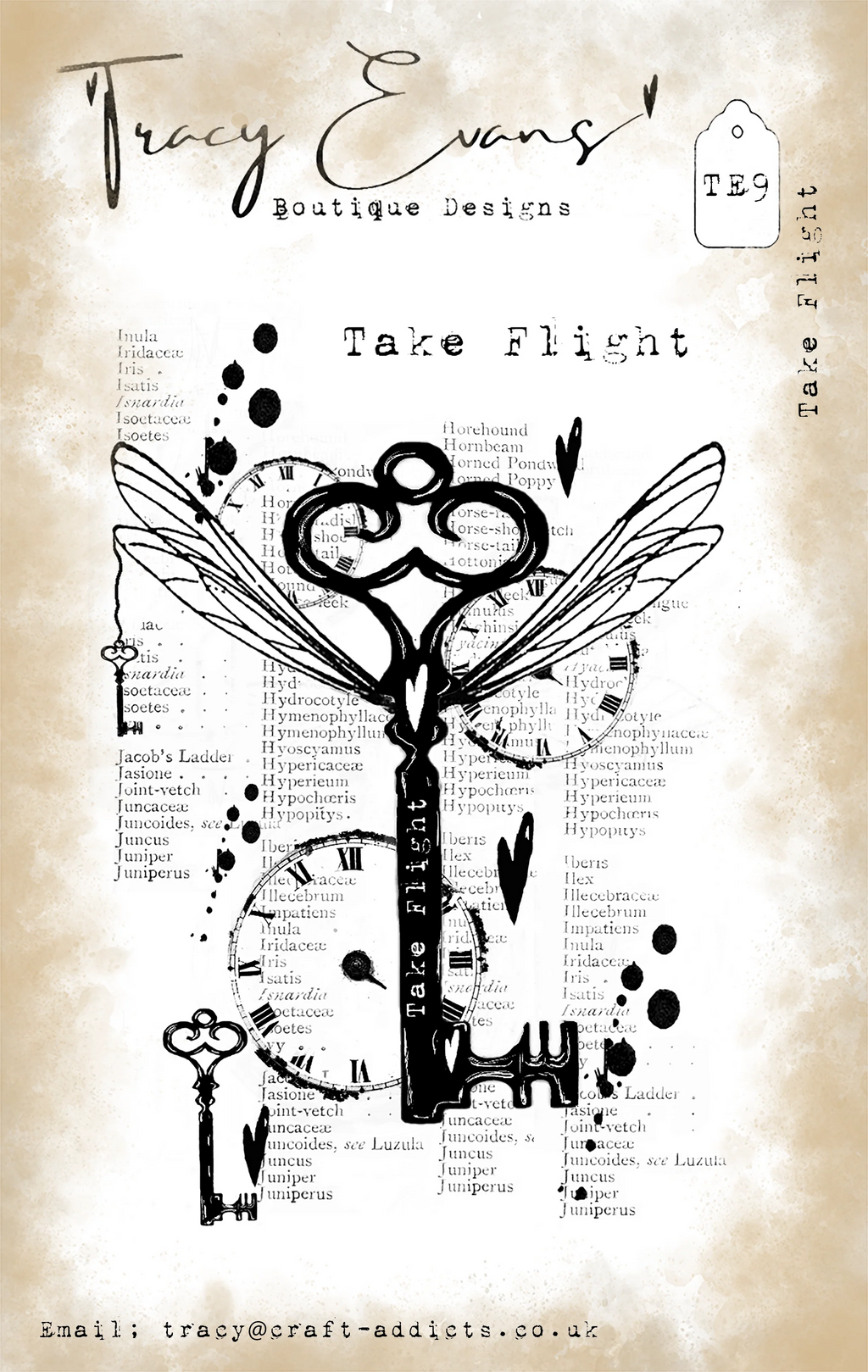Tracy Evans Boutique Designs - Clear Stamps - A7 - Take Flight