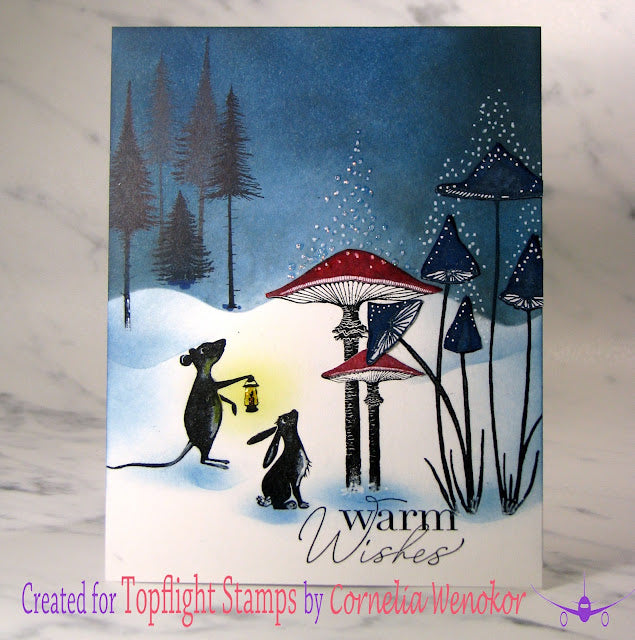 winter tree rubber stamp Lavinia - Small Pine Trees - Clear Polymer Stamp
