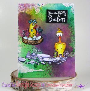 Carabelle Studio - A6 - Rubber Cling Stamp Set - Azoline - Chickens