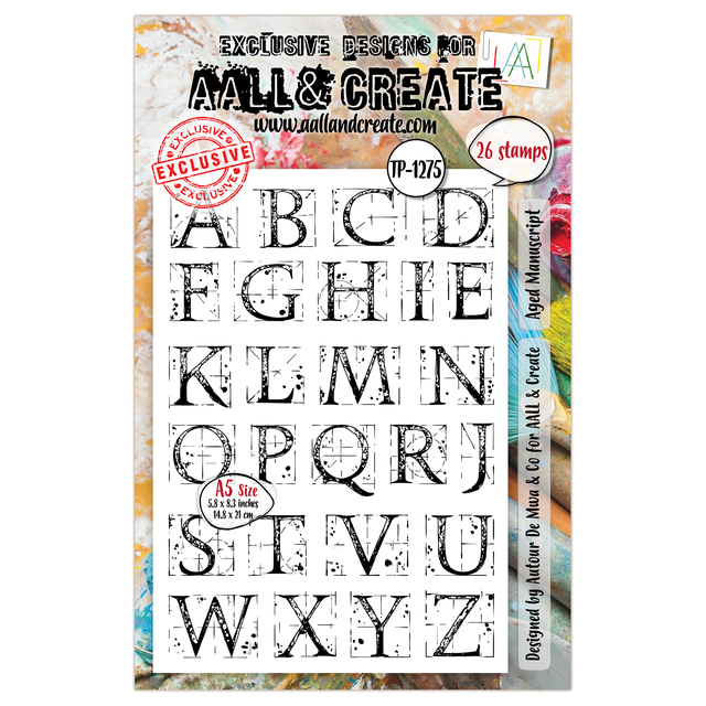 AALL & Create - A5 - Clear Stamps - 1275 - Autour de Mwa - Aged Manuscript