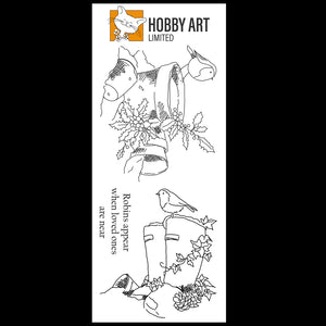 Hobby Art Stamps - Clear Polymer Stamp Set - Winter Robins