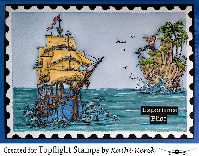 AALL & Create - A6 - Clear Stamps - 1186 - Author De Mwa - Pelican Galleon
