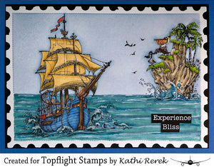 AALL & Create - A6 - Clear Stamps - 1186 - Author De Mwa - Pelican Galleon