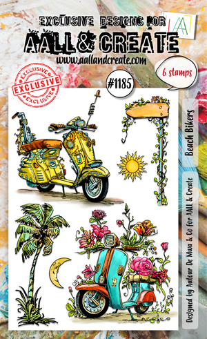 AALL & Create - A6 - Clear Stamps - 1185 - Author De Mwa - Beach Bikers