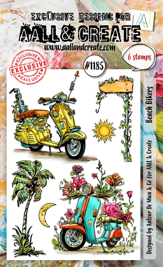 AALL & Create - A6 - Clear Stamps - 1185 - Author De Mwa - Beach Bikers