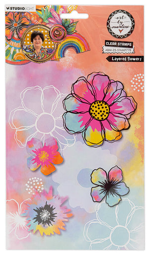 Studio Light - Art By Marlene - A5 - Clear Stamp Set - Layered Flowers