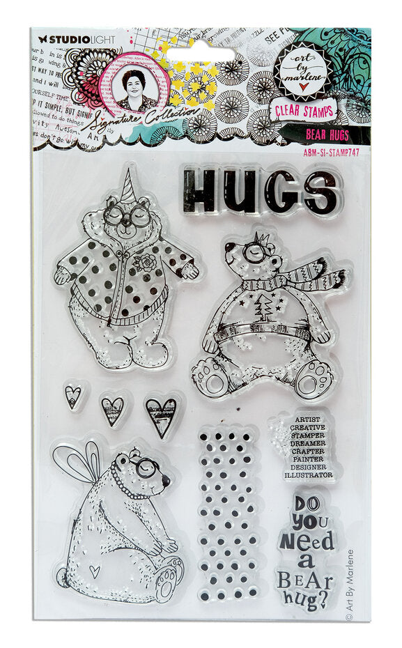 Studio Light - Art By Marlene - Signature Collection - A5 Clear Stamp Set - Bear Hugs