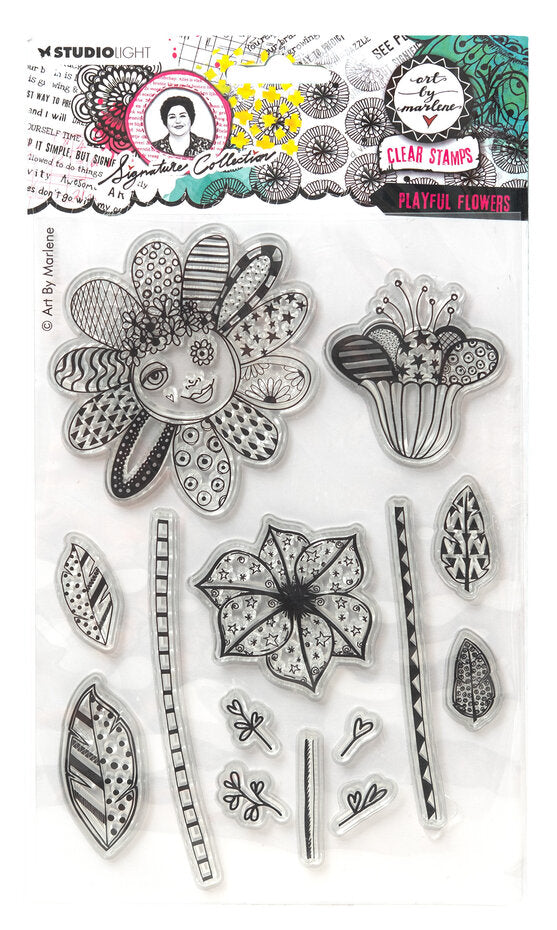 Studio Light - Art By Marlene - Signature Collection - A5 - Clear Stamp Set - Playful Flowers