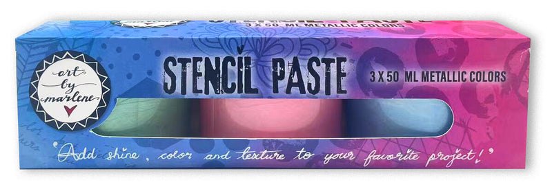Studio Light - Art By Marlene - Stencil Paste - Metallic Colors - Pink, Green, Blue