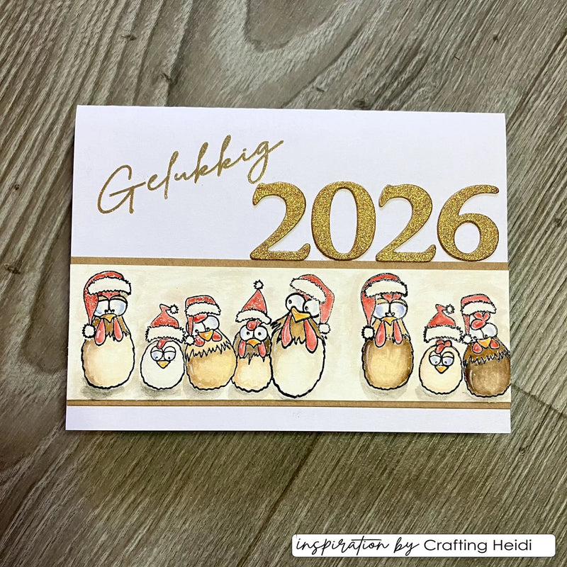 Vaessen Creative - Carla Creates - Clear Stamp Set - Christmas  Chickens 1