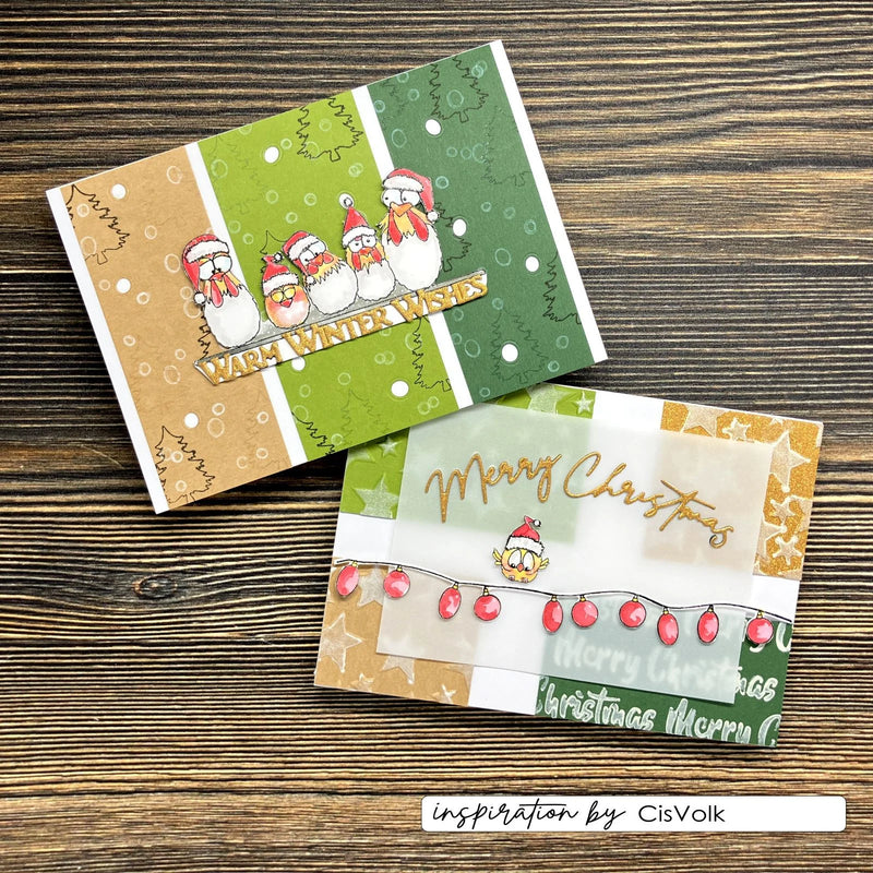 Vaessen Creative - Carla Creates - Clear Stamp Set - Christmas  Chickens 1