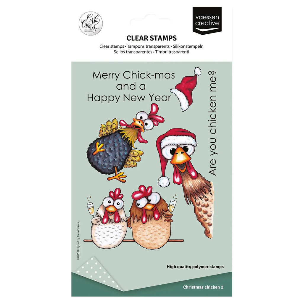 Vaessen Creative - Carla Creates - Clear Stamp Set - Christmas  Chickens 2