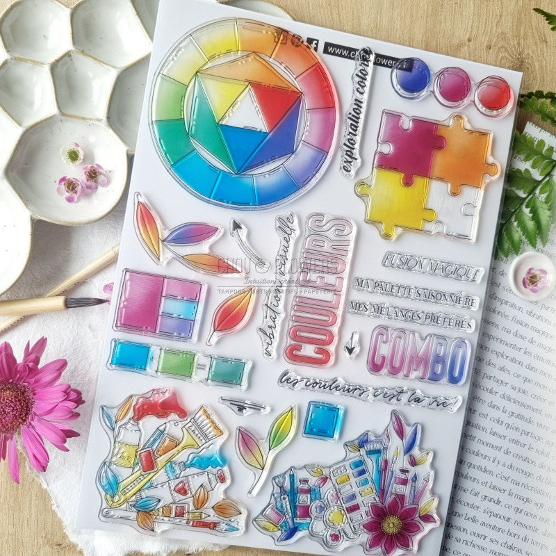 Chou & Flowers - A4 - Clear Stamp Set - Vibrations - Chromatic
