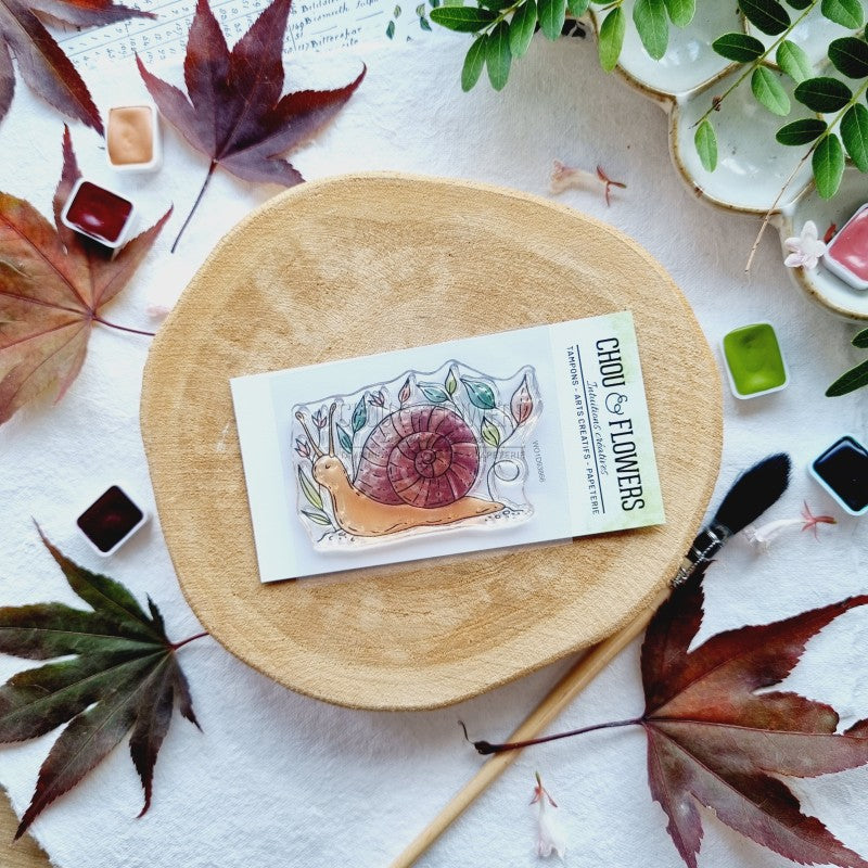 Chou & Flowers - A8 - Clear Stamps - The Woods - Snail