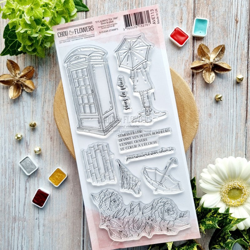 Chou & Flowers - Clear Stamps - In the Rain