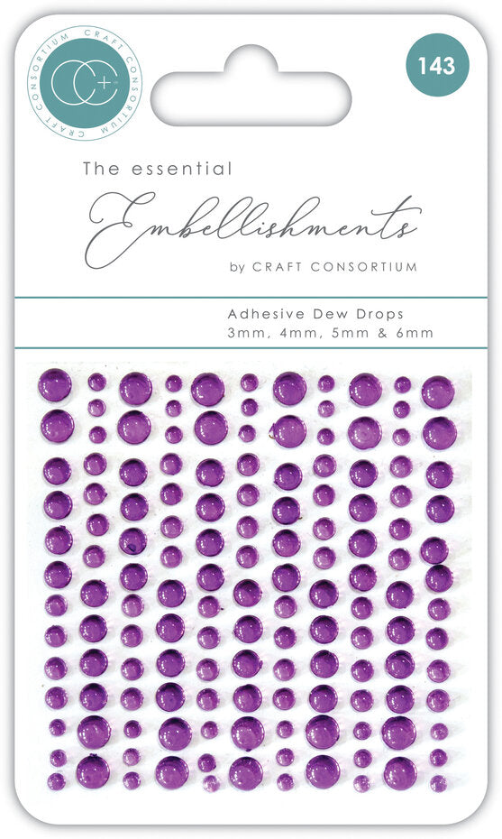 Craft Consortium - Adhesive Pearls - Dew Drops - Purple