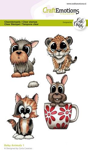 Craft Emotions - A6 - Clear Polymer Stamps - Carla Creaties - Baby Animals 1