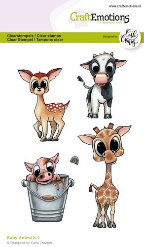 Craft Emotions - A6 - Clear Polymer Stamps - Carla Creaties - Baby Animals 2