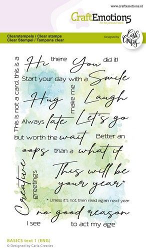 Craft Emotions - Clear Polymer Stamp Set - Basics Text 1