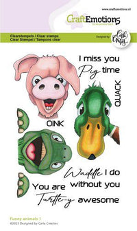 Craft Emotions - A6 - Clear Polymer Stamp Set - Carla Creaties - Funny Animals 1