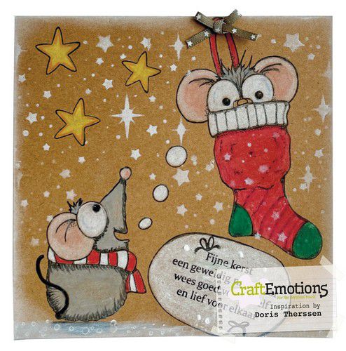 Craft Emotions - A6 - Clear Polymer Stamp Set - Carla Creaties - Mouse 1 - Christmas
