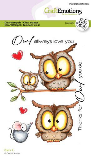 Craft Emotions - A6 - Clear Polymer Stamp Set - Carla Creaties - Owls 2