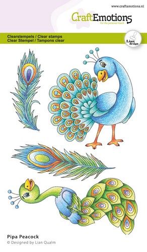 Craft Emotions - Clear Polymer Stamp Set - Pipa Peacock - Lian Qualm