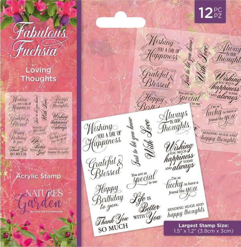 Crafter's Companion - Clear Stamp Set - Fabulous Fuchsia - Loving Thoughts