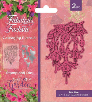 Crafter's Companion - Clear Stamp & Die Set - Fabulous Fuchsia - Cascading Fuchsia