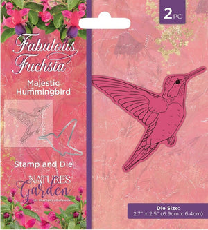 Crafter's Companion - Clear Stamp & Die Set - Fabulous Fuchsia - Majestic Hummingbird