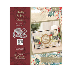 Craft Consortium - Clear Stamp & Die Set - Nature's Garden - Holly & Ivy Sentiment