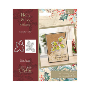 Craft Consortium - Clear Stamp & Die Set - Nature's Garden - Sketchy Holly