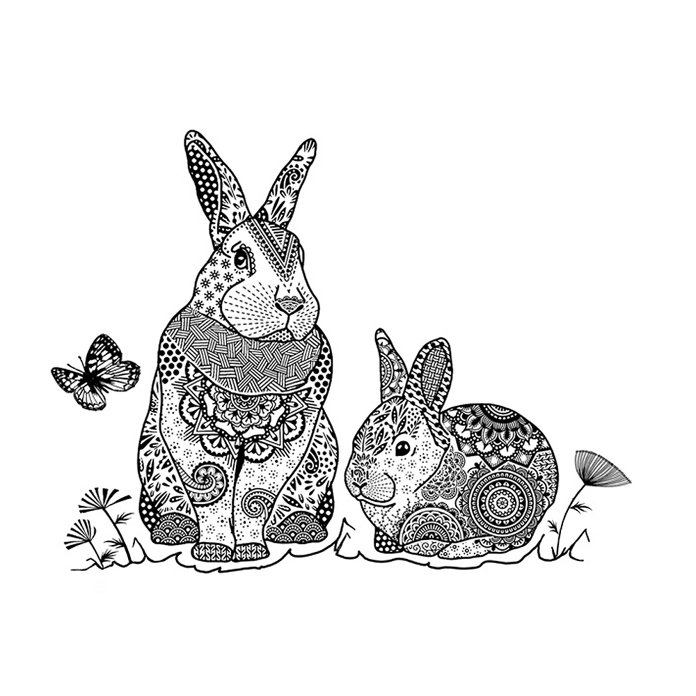 Crafty Individuals - Unmounted Rubber Stamp - 644 - Two Happy Bunnies