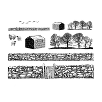 Crafty Individuals - Unmounted Rubber Stamp - 625 - Walls, Barns and Trees