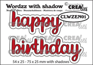 Crealies - Wordzz - Dies - Happy Birthday with Shadow