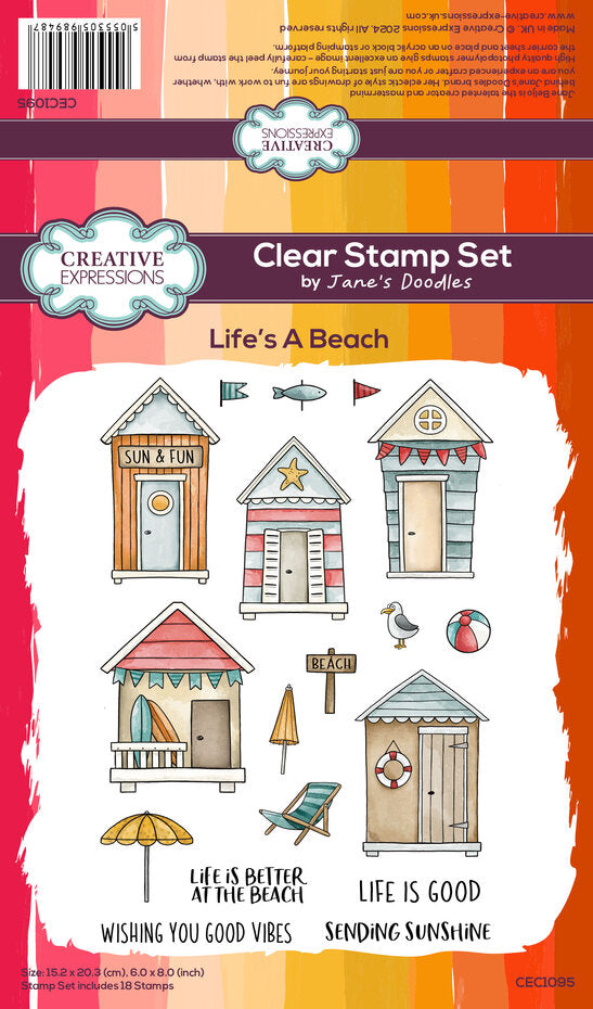 Creative Expressions - 6 x 8 - Clear Stamp Set - Jane's Doodles - Life's a Beach