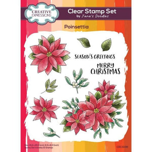 Creative Expressions - 6 x 8 - Clear Stamp Set - Jane's Doodles - Poinsettia