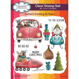 Creative Expressions - 6 x 8 - Clear Stamp Set - Jane's Doodles - Santa's Coming To Town