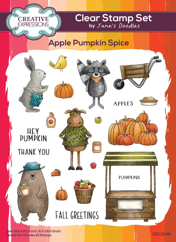 Creative Expressions - 6 x 8 - Clear Stamp Set - Jane's Doodles - Apple Pumpkin Spice
