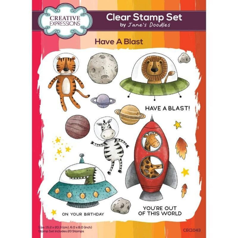 Creative Expressions - 6 x 8 - Clear Stamp Set - Jane's Doodles - Have A Blast