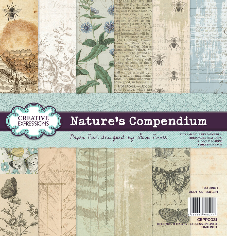 Creative Expressions - 8 x 8 Paper Pad - Sam Poole - Nature's Compendium